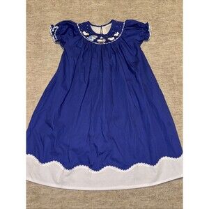 Sz 6 Christmas Dress Lil Cactus Smocked And Embroidered Nativity Jesus Long